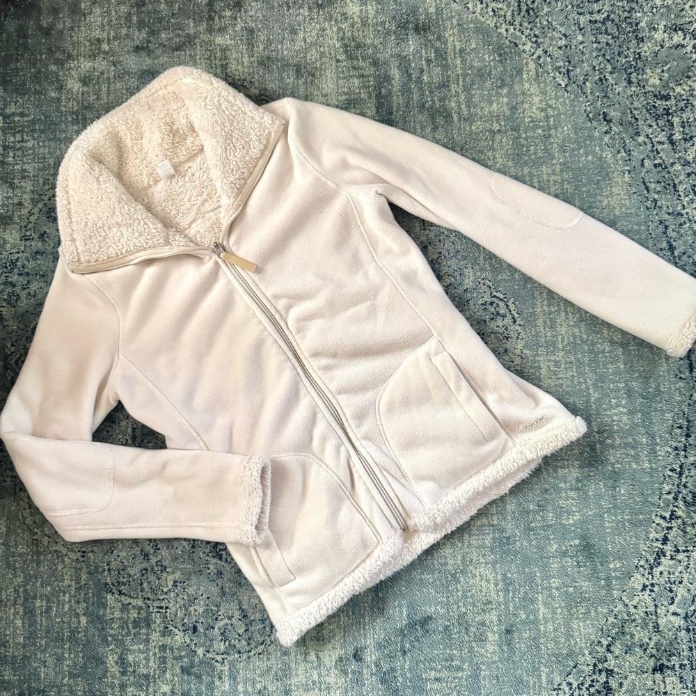 Calvin Klein Performance - Women’s XS Beige Cream Warm Winter Zip Jacket Sweater